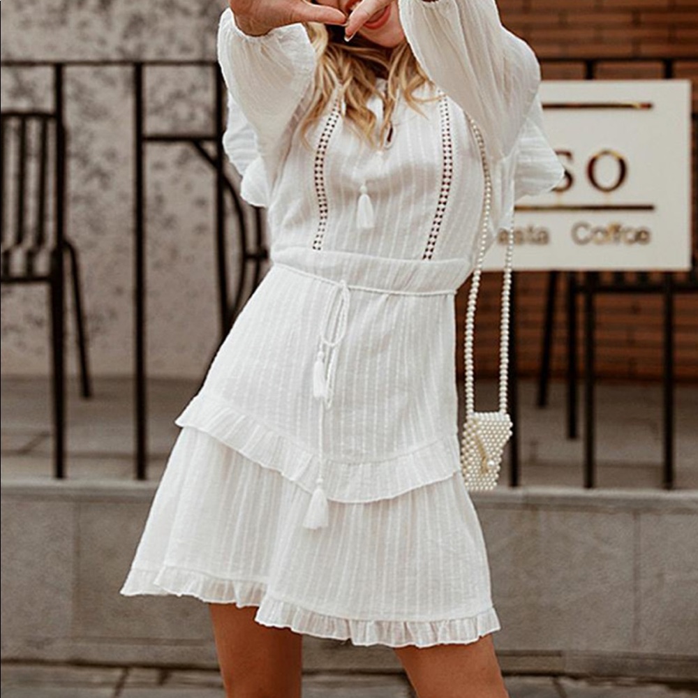 LUNA Mini white boho dress - Picture 3 of 9